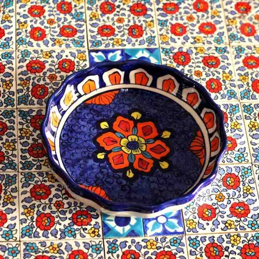 Blue Pottery Apple Dish