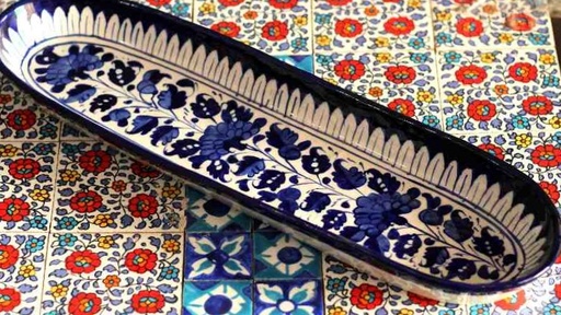 Blue Pottery long Dish