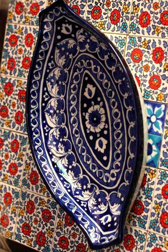 Blue Pottery Rice Dish Deep