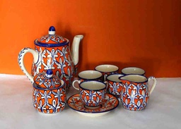 [PK0363-HM-TBW-022391] Blue Pottery Tea Set