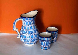 [PK0363-HM-TBW-022392] Blue Pottery Water Set