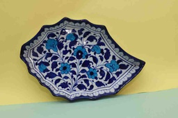 Blue Pottery Leaf Dish