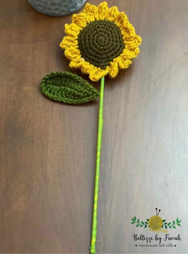 [PK6998-HM-DCR-023410] Crochet Sunflower (Price for one Stem)