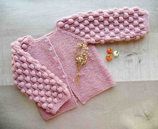 [PK3182-CK-EN-023545] Bobble Sleeved Cardigan 3 yrs