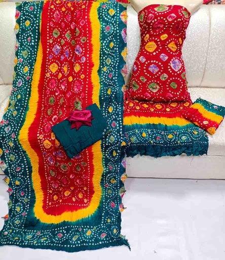 [PK7775-CW-UNS-023962] Traditional Handmade Rajasthani Chunri (3-Piece)