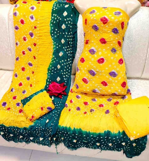[PK7775-CW-UNS-023963] Traditional Handmade Rajasthani Chunri (3-Piece)