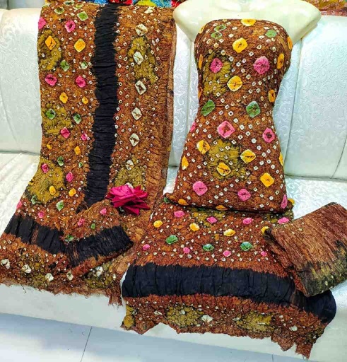 [PK7775-CW-UNS-023966] Traditional Handmade Rajasthani Chunri (3-Piece)