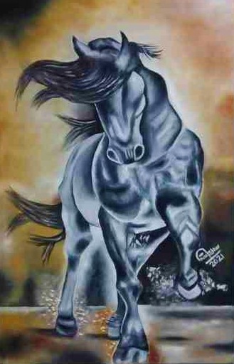 [PK7786-AR-OIL-024129] Horse Painting