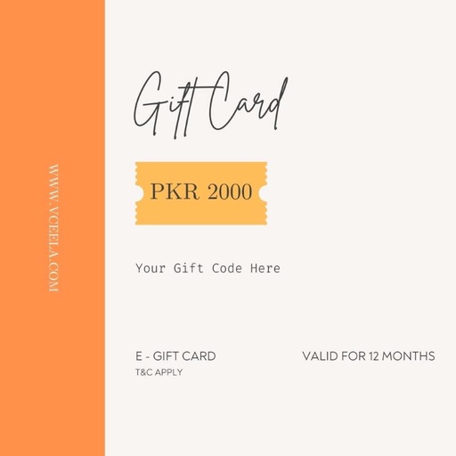 [PKAAAA-GN-GEN-024281] Vceela Gift Cards PKR 2000