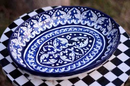 Blue Pottery Fruit Dish