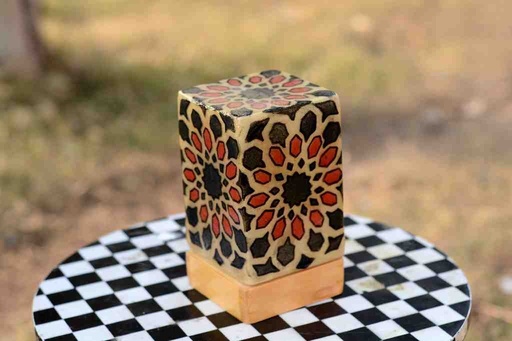 [PK0038-CF-CAM-025042] Camel Skin Square Shape Lamp