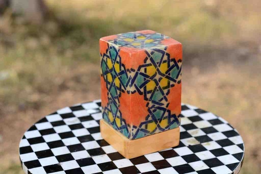 [PK0038-CF-CAM-025048] Camel Skin Square Shape Lamp