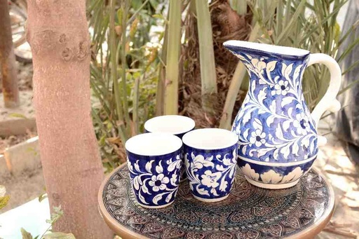 [PK0023-CF-BPO-025768] Blue Pottery 6 Glass Water Set