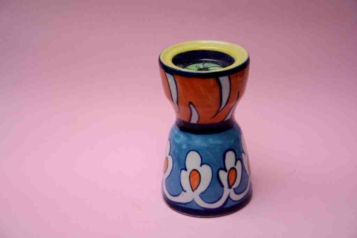 [PK0023-CF-BPO-025816] Blue Pottery Candle Stand
