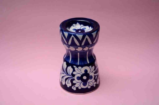 [PK0023-CF-BPO-025822] Blue Pottery Candle Stand