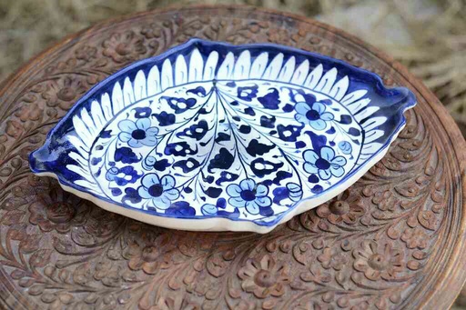 [PK0363-HM-TRY-026017] Blue Pottery Triangular Dish