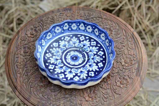 [PK0363-CF-BPO-026022] Blue Pottery Apple Dish