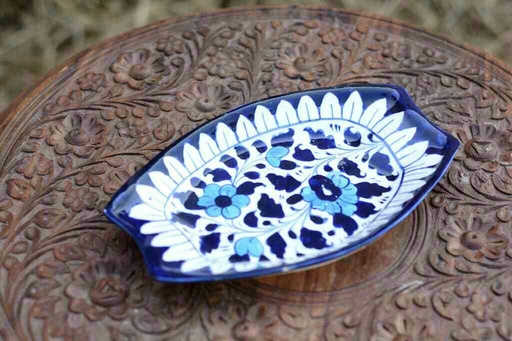 [PK0363-CF-BPO-026042] Blue Pottery Dry Fruit Dish