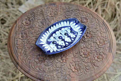 [PK0363-CF-BPO-026043] Blue Pottery Dry Fruit Dish