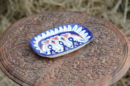 [PK0363-CF-BPO-026046] Blue Pottery Dry Fruit Dish