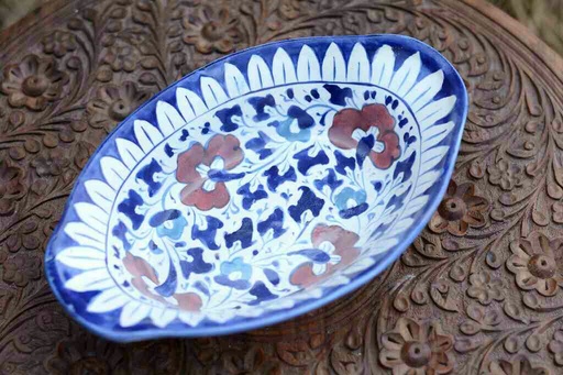 [PK0363-CF-BPO-026056] Blue Pottery Oval Shape Raita Bowl