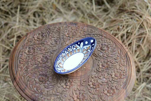 [PK0363-CF-BPO-026070] Blue Pottery Small Raita/Dry Fruit Tray