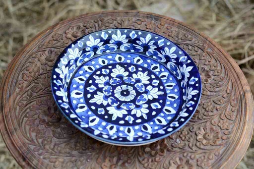 [PK0363-CF-BPO-026076] Blue Pottery Round Dish