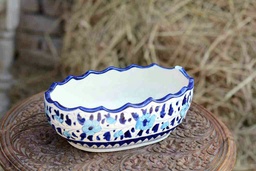 [PK0363-HM-TBW-026139] Blue Pottery Fruit Bowl