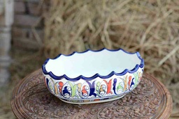[PK0363-HM-TBW-026142] Blue Pottery Fruit Bowl