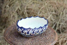 [PK0363-HM-TBW-026146] Blue Pottery Fruit Bowl