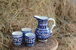 [PK0363-HM-TBW-026236] Blue Pottery Water Set
