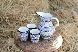 [PK0363-HM-TBW-026238] Blue Pottery Water Set