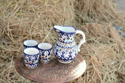[PK0363-HM-TBW-026239] Blue Pottery Water Set