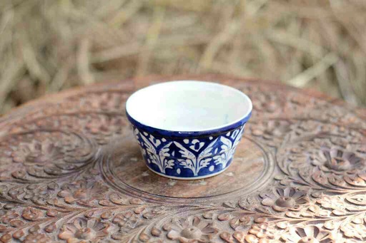 [PK0363-CF-BPO-026313] Blue Pottery Round Shaped Butter Cup