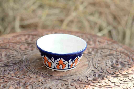 [PK0363-CF-BPO-026319] Blue Pottery Round Shaped Butter Cup