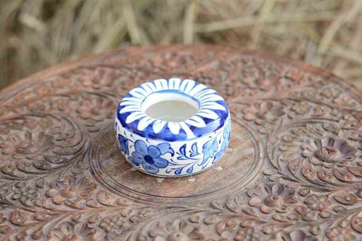 [PK0363-CF-BPO-026335] Blue Pottery Round Shaped Ashtray