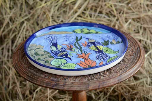 [PK0363-HM-TRY-026361] Blue Pottery Pizza Tray