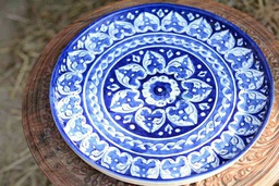 [PK0363-HM-TRY-026366] Blue Pottery Pizza Tray