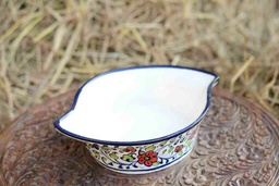 [PK0363-HM-TBW-026381] Blue Pottery Leaf Design Serving Bowl