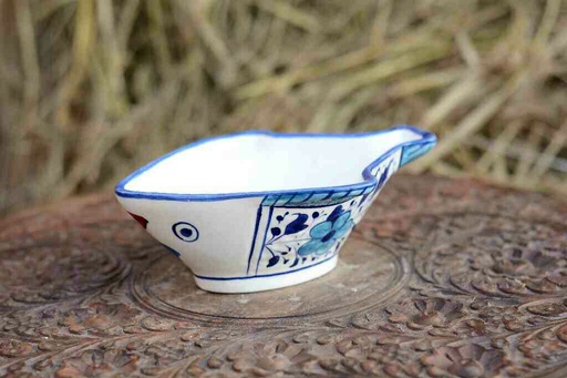 [PK0363-CF-BPO-026387] Blue Pottery Fish Design Raita Bowl