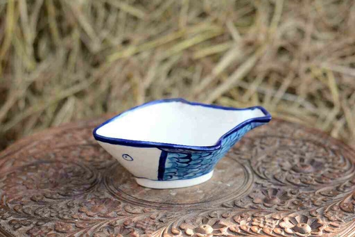 [PK0363-CF-BPO-026390] Blue Pottery Fish Design Raita Bowl