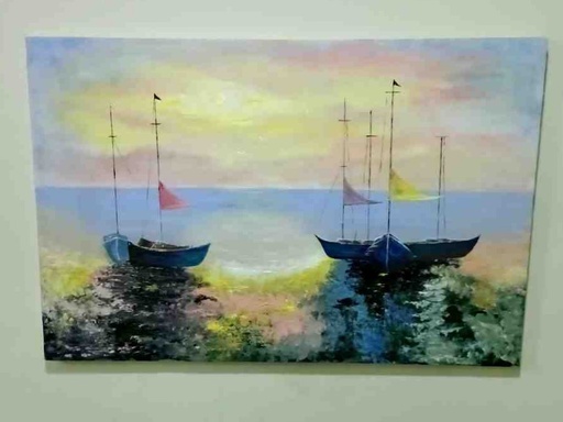 [PK8011-AR-ACR-027524] Abstract Boat Formal Painting