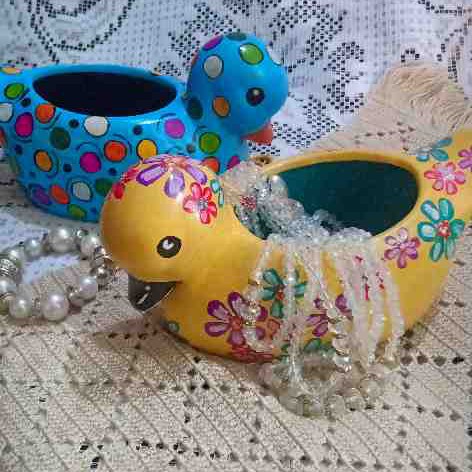 [PK8038-HM-PLN-027587] Hand Painted Ducks Pair
