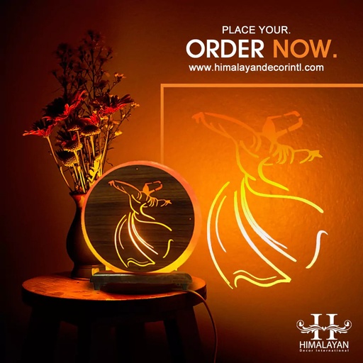 [PK8146-HM-LMP-027838] Himalayan Salt Lamp with 3D Print (Darvesh Style) 