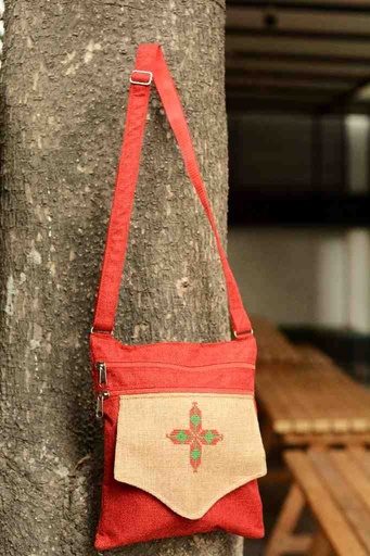 [PK5848-BG-HAN-027893] Hazara Phulkari Embroidered Handbag