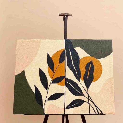 [PK7907-AR-PAI-027923] Tropical Leaf Painting (Set of 2)