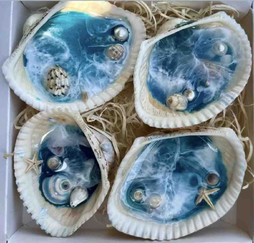 [PK5792-AR-SCU-027975] Shells with Sea Effect (Set of 4)