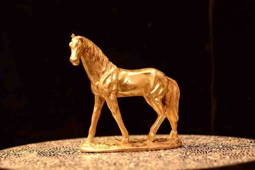 [PK0094-AR-SCU-028072] Fiber Horse Golden Mini Sculpture
