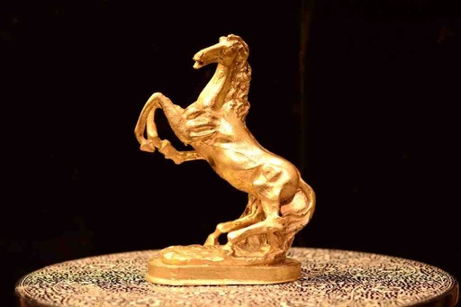 [PK0094-AR-SCU-028073] Fiber Horse Golden Mini Sculpture