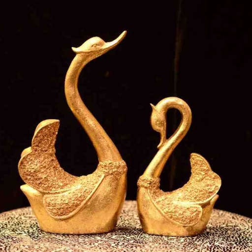 [PK0094-AR-SCU-028074] Couple Swan Statue Home Décor Sculpture Set of 2